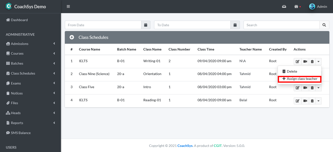 Assign Teacher to Class
