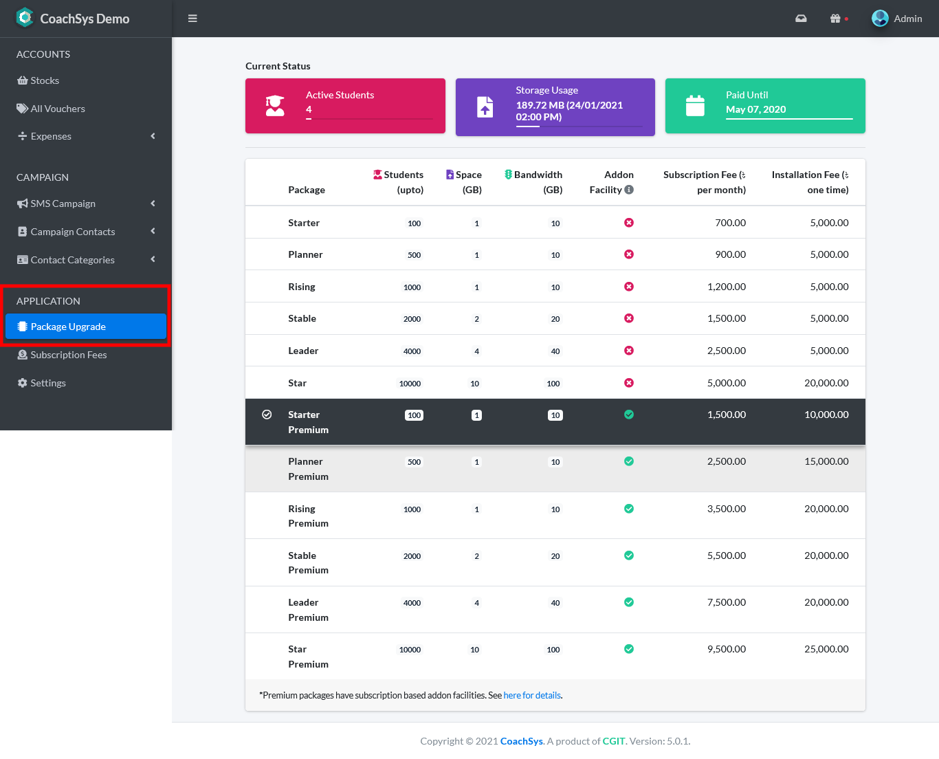 Package Upgrade 1 Package Upgrade