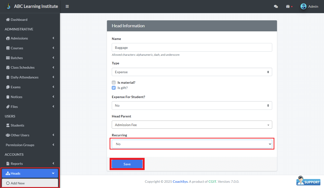 আয়-ব্যয়ের খাত তৈরি।