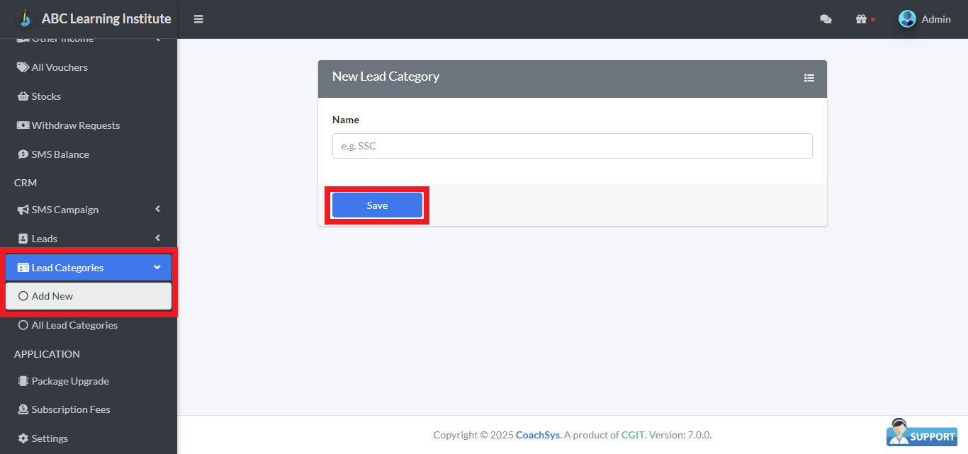 নতুন যোগাযোগ বিভাগ তৈরি।