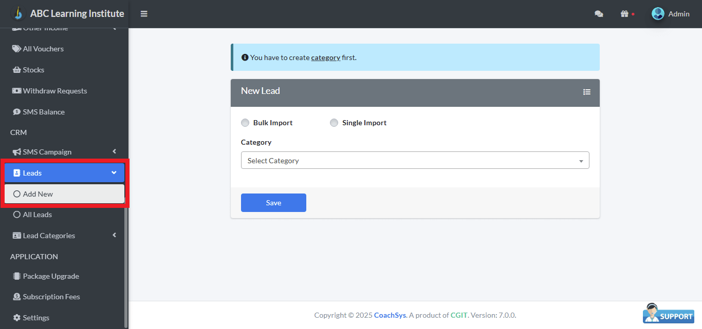 নতুন লীড বা যোগাযোগ সংরক্ষণ।