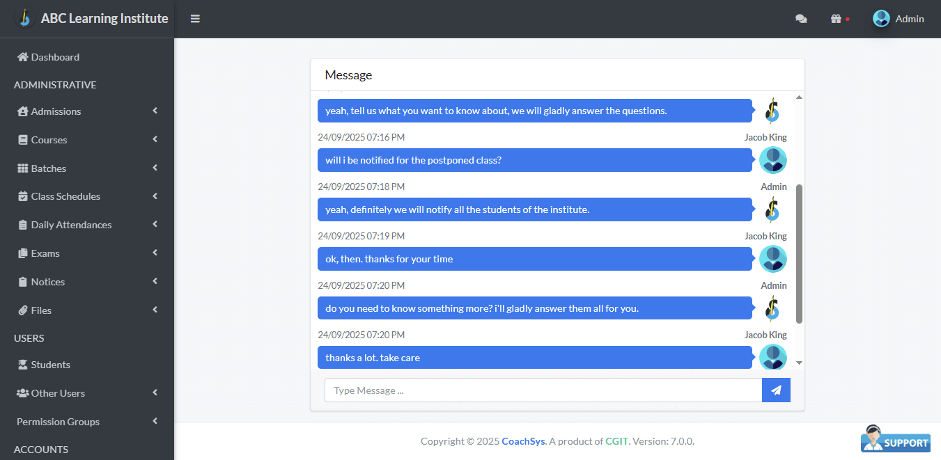 শিক্ষার্থীর সাথে বার্তা-আলাপ।