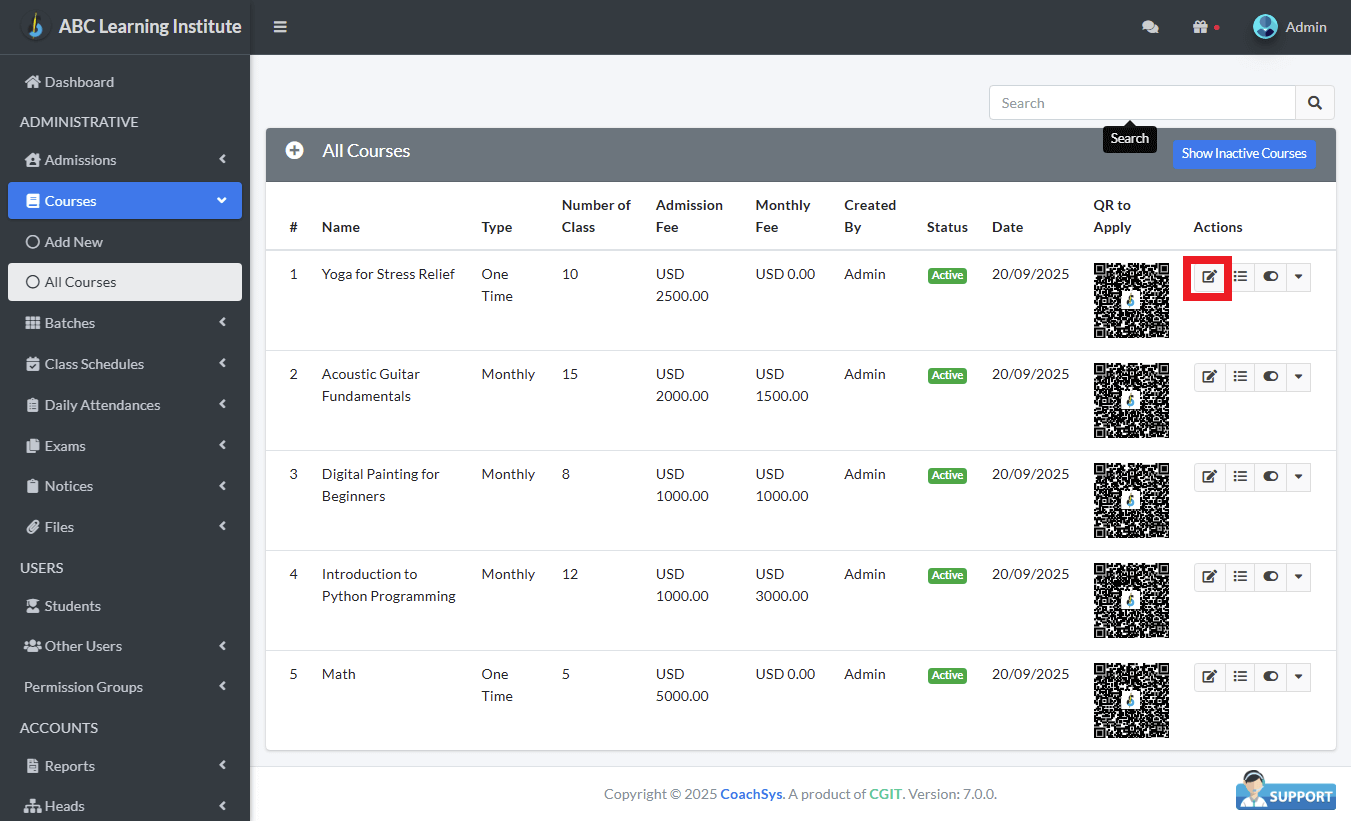 কোর্সের বিবরণ সংশোধন