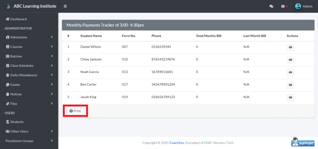 মান্থলি পেমেন্ট রিপোর্ট।