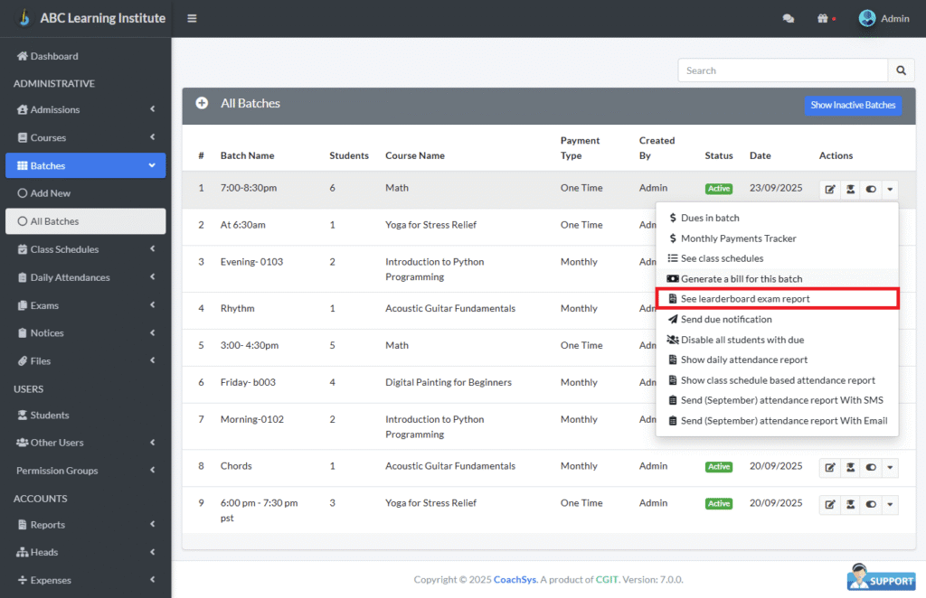 see leaderboard exam reports
